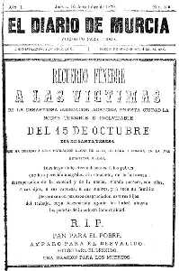 Portada de El Diario de Murcia del 16 de octubre de 1879 