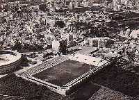 Vista area del estadio de La Condomina varias dcadas despus de su inauguracin