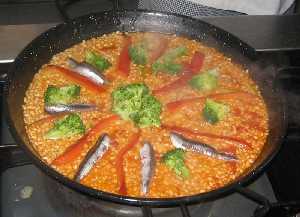 Arroz con boquerones y brcoli 