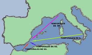 Figura 4. Longitud del fetch para cada temporal segn el MOPU