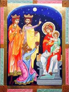 Icono bizantino con los Reyes Magos