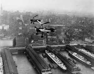 El Autogiro sobre el cielo de Nueva York (h. 1930) 
