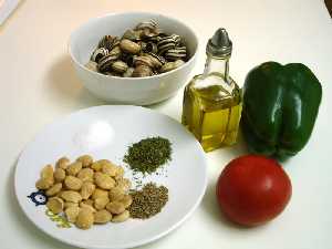 Ingredientes para caracoles chupaeros 