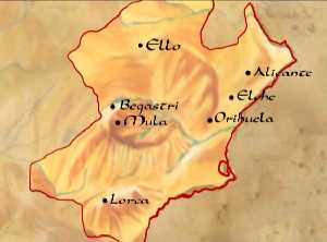Mapa de la cora o provincia de Tudmir