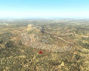 En esta reconstrucción virtual se puede apreciar la extensión y disposición del poblamiento en la Lorca musulmana