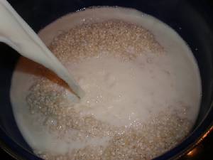 Echando la leche al arroz 
