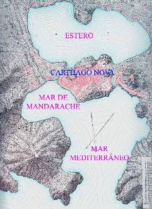 Plano de Villamarzo. Representa Carthago Nova con el Estero y el Mar de Mandarache en el siglo I