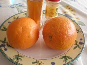 Ingredientes de naranjas con miel