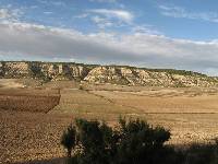 Cuenca lacustre, terciaria-cuaternaria, de Terragoya (Caravaca). Al fondo resaltan sus yesos