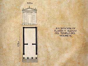 Recreacin de planta y alzado del templo itlico del Molinete 