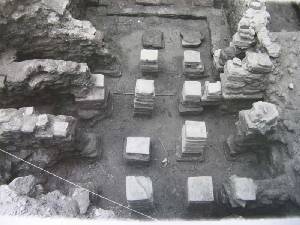 Hipocausto de las termas de Carthago Nova durante la excavación arqueológica