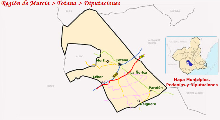 Situacin de las pedanas de Totana