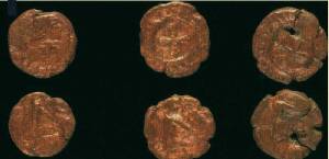 Monedas de cobre de poca bizantina