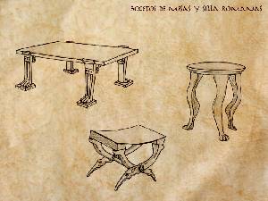 Boceto de Mesas y silla romanas 