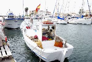 Barco pesquero en el puerto de Cabo de Palos [Boquern]