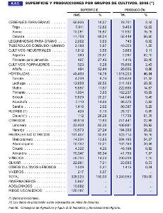 Superficie y producciones por cultivos 2006. Regin de Murcia en cifras 2008